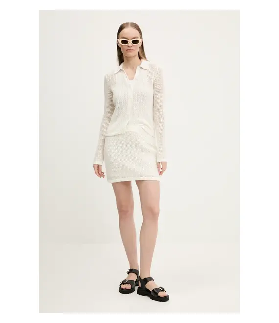 Βαμβακερή φούστα Abercrombie & Fitch χρώμα: μπεζ, KI143-5075