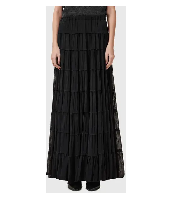Φούστα AllSaints EVA χρώμα: μαύρο, W061RC