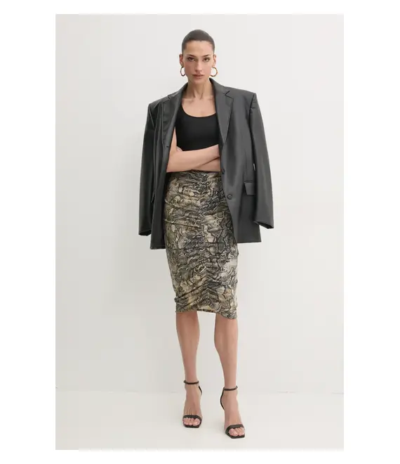Φούστα Just Cavalli χρώμα: μπεζ, 78PAE815 JS457
