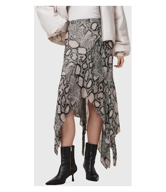Μεταξωτή φούστα AllSaints CASSIE χρώμα: πολύχρωμο, W013RC