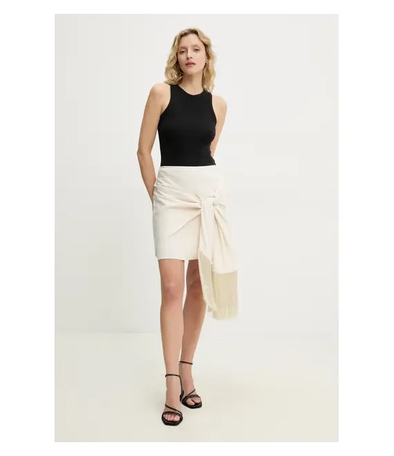 Φούστα από λινό μείγμα ISABELLE BLANCHE χρώμα: μπεζ, IS25SS-G145-T005