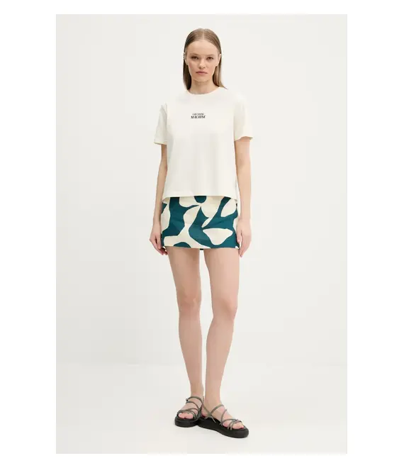 Λινή φούστα Abercrombie & Fitch χρώμα: πράσινο, KI143-5049