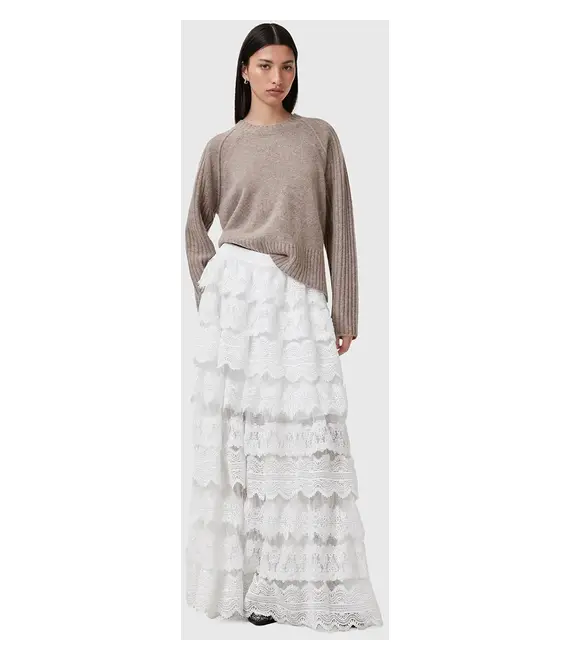 Φούστα AllSaints LIZI LACE χρώμα: άσπρο, W059RC