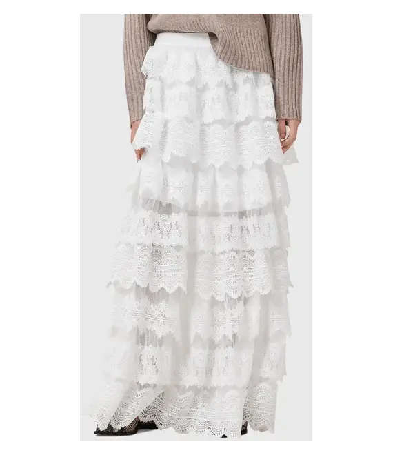 Φούστα AllSaints LIZI LACE χρώμα: άσπρο, W059RC
