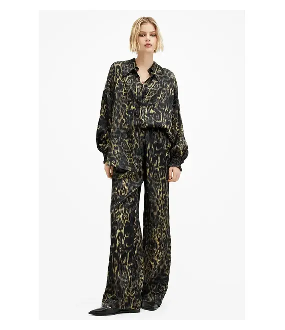 Παντελόνι από μετάξι AllSaints CHARLI χρώμα: πολύχρωμο, W023TB