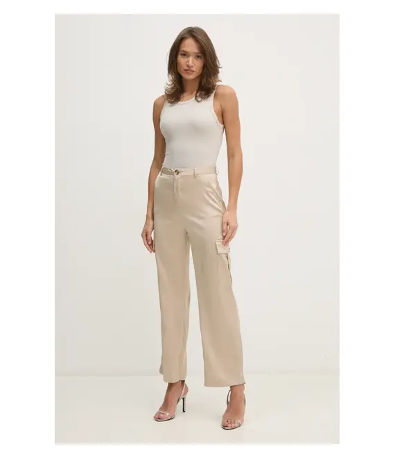 Παντελόνι Dkny χρώμα: μπεζ, DJ4P3011