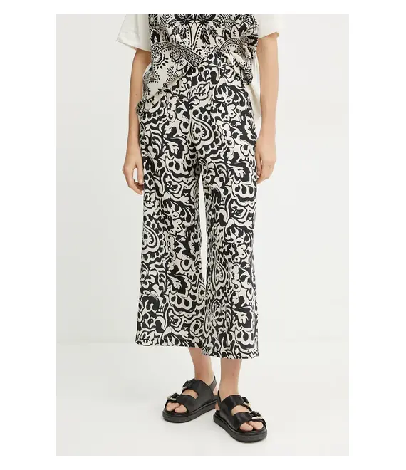 Μεταξωτό παντελόνι Weekend Max Mara χρώμα: μαύρο, 2515131082600