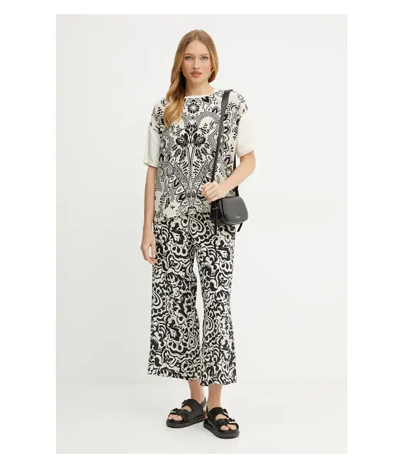 Μεταξωτό παντελόνι Weekend Max Mara χρώμα: μαύρο, 2515131082600