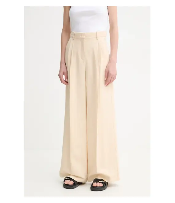 Παντελόνι με λινό μείγμα Weekend Max Mara χρώμα: μπεζ, 2515131132600