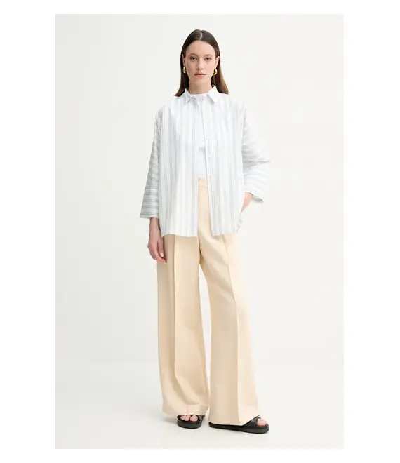 Παντελόνι με λινό μείγμα Weekend Max Mara χρώμα: μπεζ, 2515131132600