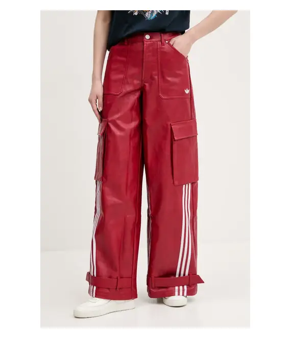 Παντελόνι adidas Originals FAUX LTHR χρώμα: κόκκινο, JX9227