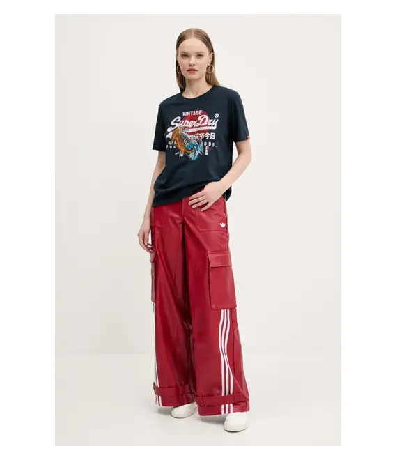 Παντελόνι adidas Originals FAUX LTHR χρώμα: κόκκινο, JX9227