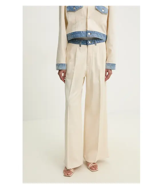 Παντελόνι Moschino Jeans χρώμα: μπεζ, 0346 3717