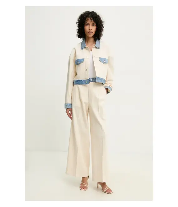 Παντελόνι Moschino Jeans χρώμα: μπεζ, 0346 3717