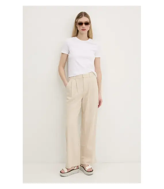 Λινό παντελόνι Hollister Co. χρώμα: μπεζ, KI356-5049