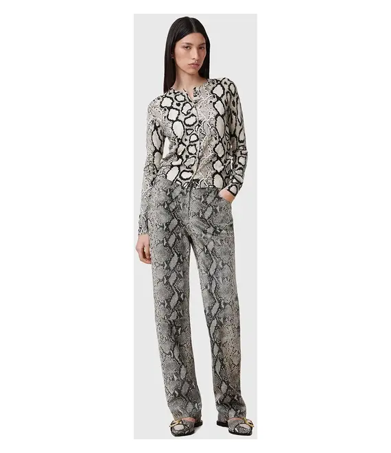 Δερμάτινο παντελόνι AllSaints SAIGE χρώμα: πολύχρωμο, W012TC