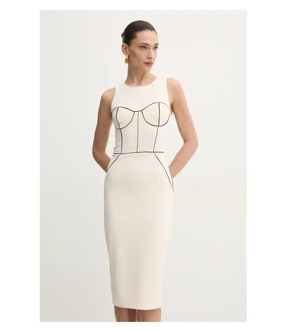 Φόρεμα Elisabetta Franchi χρώμα: μπεζ, AB72451E2