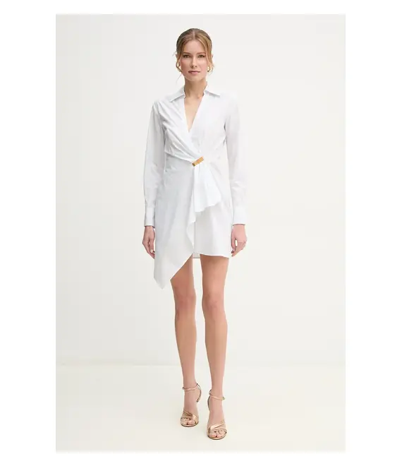 Βαμβακερό φόρεμα Elisabetta Franchi χρώμα: άσπρο, AB72551E2