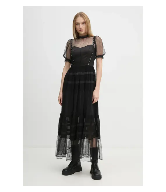 Φόρεμα AllSaints RYLA χρώμα: μαύρο, W155DB