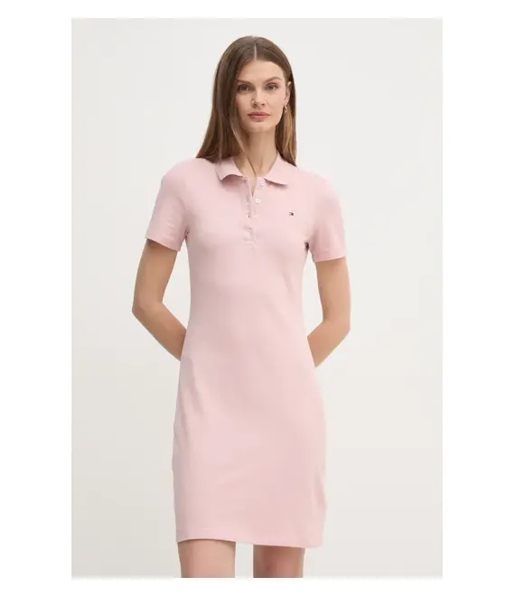 Φόρεμα Tommy Hilfiger χρώμα: ροζ, WW0WW43228
