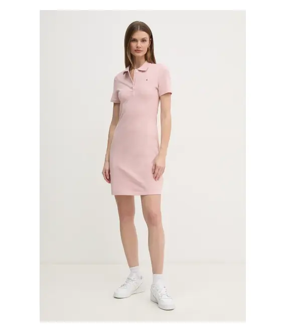 Φόρεμα Tommy Hilfiger χρώμα: ροζ, WW0WW43228