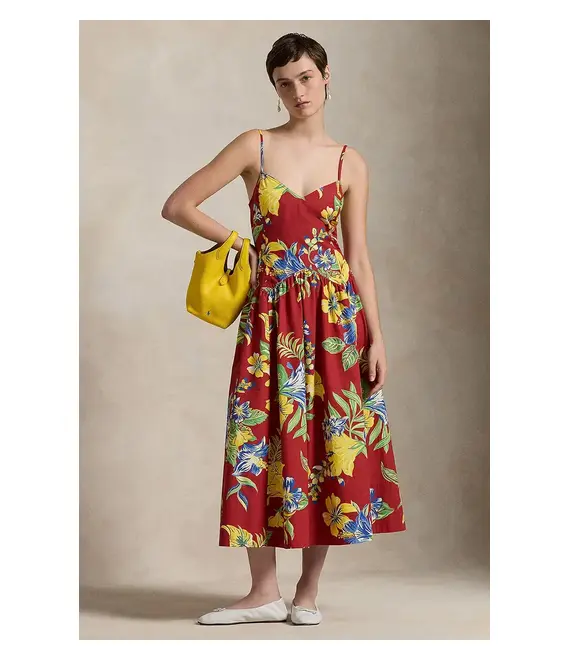 Βαμβακερό φόρεμα Polo Ralph Lauren χρώμα: πολύχρωμο, 211959920
