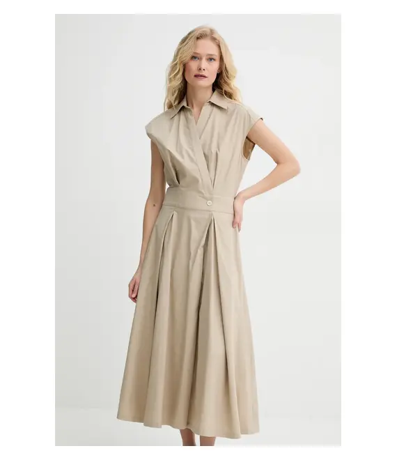 Βαμβακερό φόρεμα A.P.C. robe athena χρώμα: πράσινο, COEVD.F35149