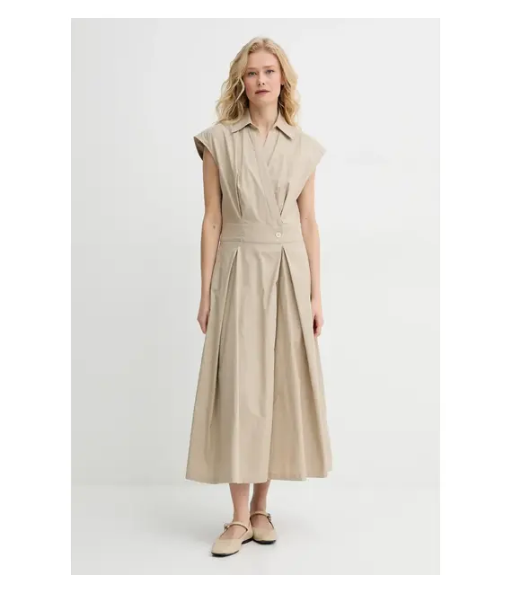 Βαμβακερό φόρεμα A.P.C. robe athena χρώμα: πράσινο, COEVD.F35149
