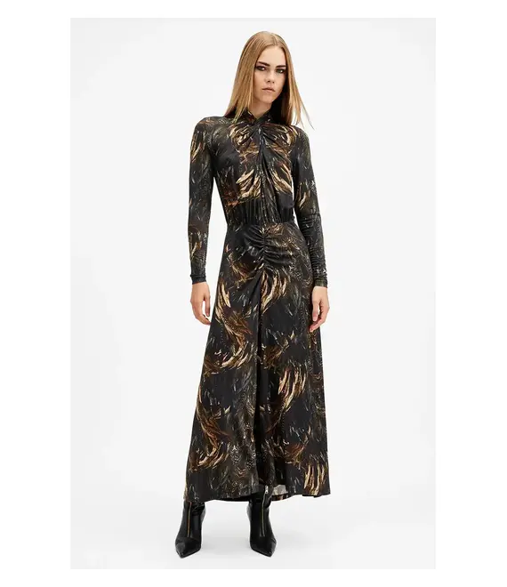 Φόρεμα AllSaints MINA χρώμα: μαύρο, W159DB