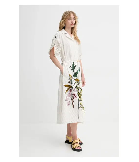 Βαμβακερό φόρεμα Stine Goya χρώμα: μπεζ, SG-SS25-D091-2339