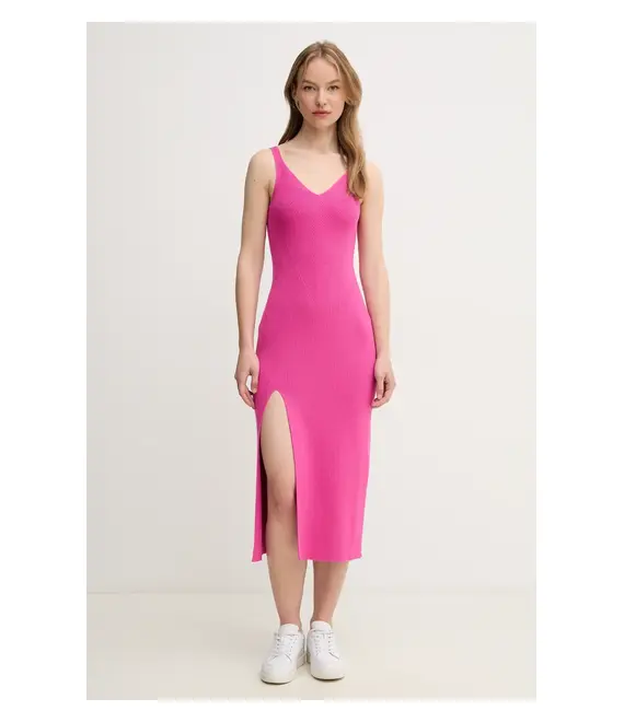 Φόρεμα Lacoste χρώμα: ροζ, EF9270