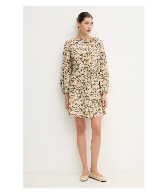 Μεταξωτό φόρεμα Weekend Max Mara χρώμα: μπεζ, 2515221041600