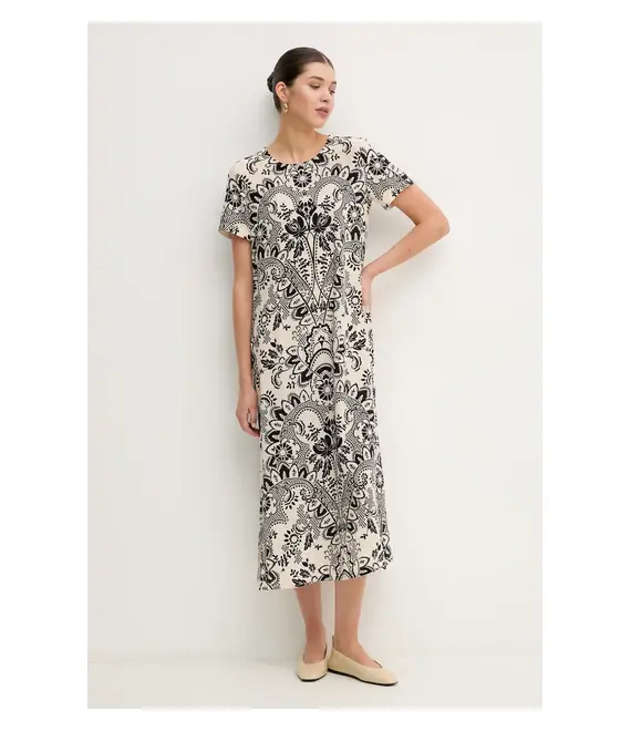 Μεταξωτό φόρεμα Weekend Max Mara χρώμα: μπεζ, 2515221022600