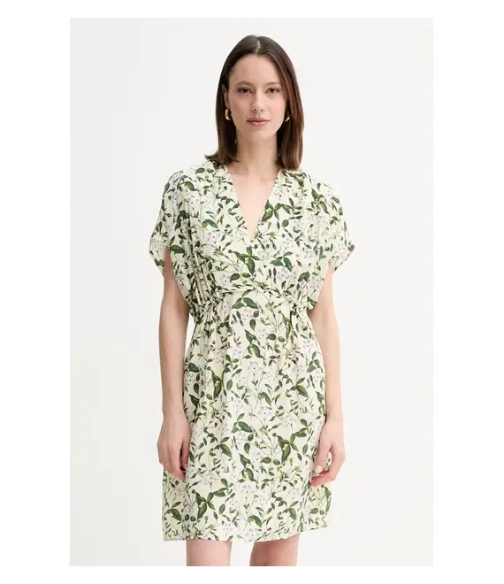 Μεταξωτό φόρεμα Weekend Max Mara χρώμα: μπεζ, 2515221062600