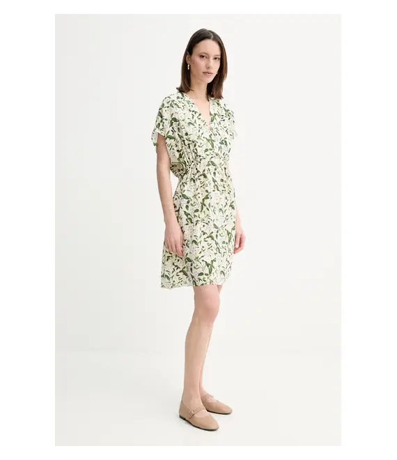 Μεταξωτό φόρεμα Weekend Max Mara χρώμα: μπεζ, 2515221062600
