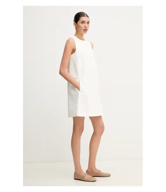 Φόρεμα από λινό μείγμα Weekend Max Mara χρώμα: μπεζ, 2515221102600
