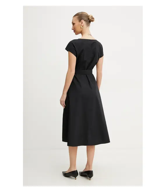 Βαμβακερό φόρεμα Weekend Max Mara χρώμα: μαύρο, 2515221142600