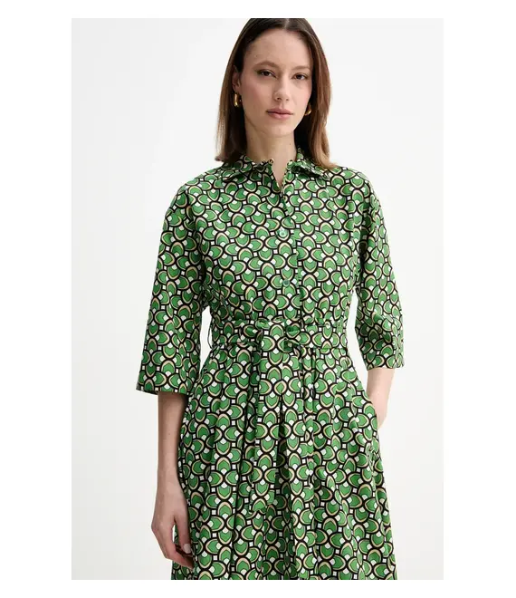 Βαμβακερό φόρεμα Weekend Max Mara χρώμα: πράσινο, 2515221152600