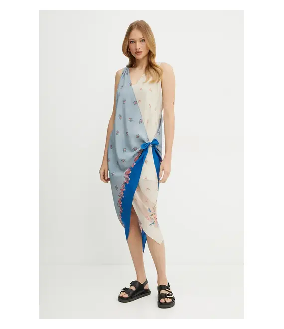 Μεταξωτό φόρεμα Weekend Max Mara χρώμα: μπλε, 2515221232600