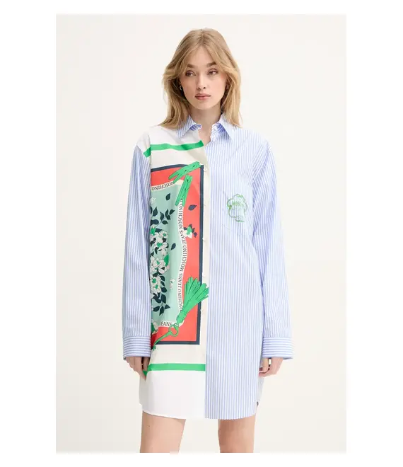 Βαμβακερό φόρεμα Moschino Jeans χρώμα: μπλε, 0446 3725