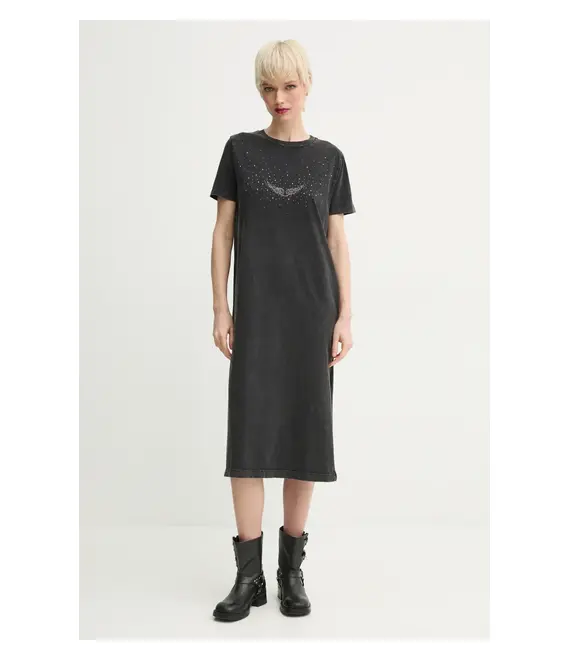 Βαμβακερό φόρεμα ZADIG&VOLTAIRE χρώμα: μαύρο, JWDR01069