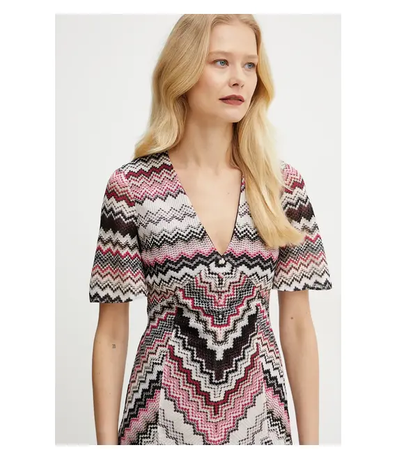 Φόρεμα Missoni χρώμα: μπεζ, DS25SG1J.BR00ZV