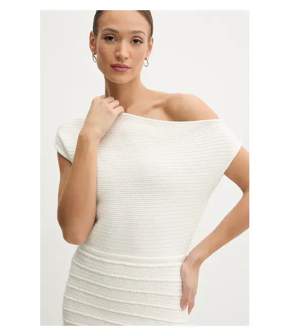 Βαμβακερό φόρεμα Guess NATALIA χρώμα: μπεζ, W5GK68 Z2YL1