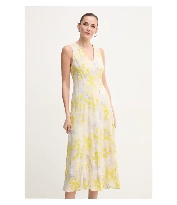 Φόρεμα Calvin Klein χρώμα: κίτρινο, LV044B059G
