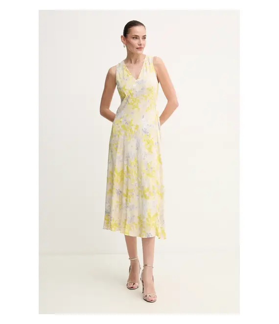 Φόρεμα Calvin Klein χρώμα: κίτρινο, LV044B059G