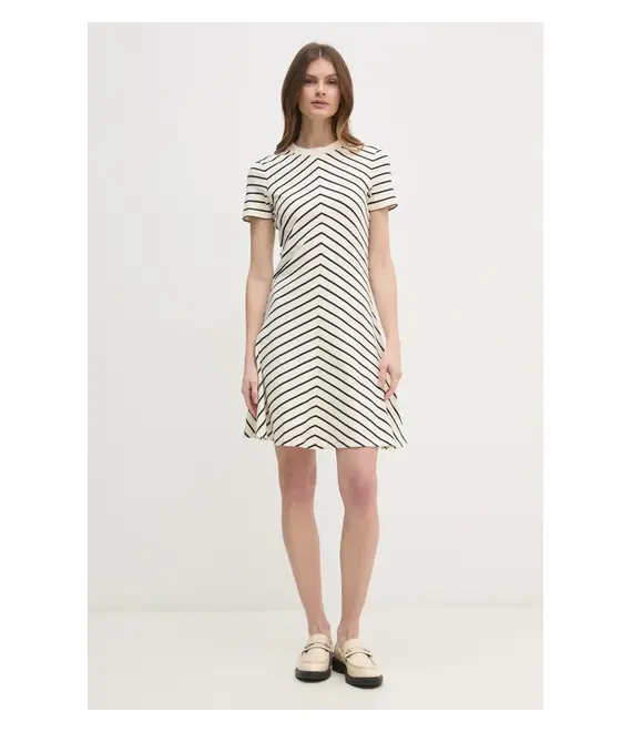Βαμβακερό φόρεμα Tommy Hilfiger χρώμα: μπεζ, WW0WW45521
