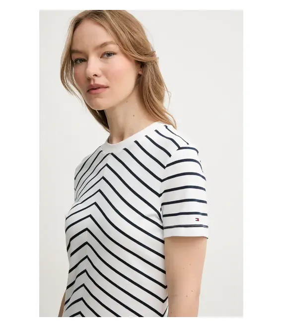 Βαμβακερό φόρεμα Tommy Hilfiger χρώμα: μπλε, WW0WW44547