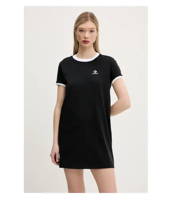 Βαμβακερό φόρεμα Converse χρώμα: μαύρο, 10027377-A02