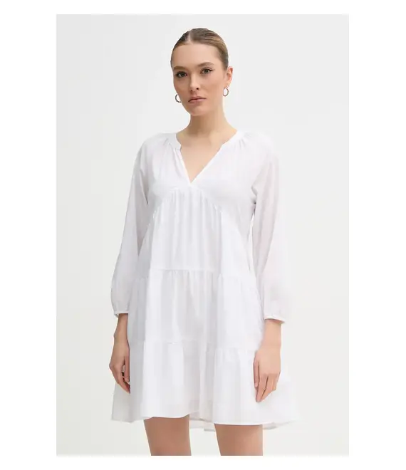 Βαμβακερό φόρεμα Dkny χρώμα: άσπρο, DJ4D9021