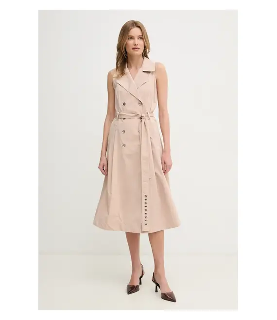Φόρεμα Dkny χρώμα: μπεζ, DD5P1H93